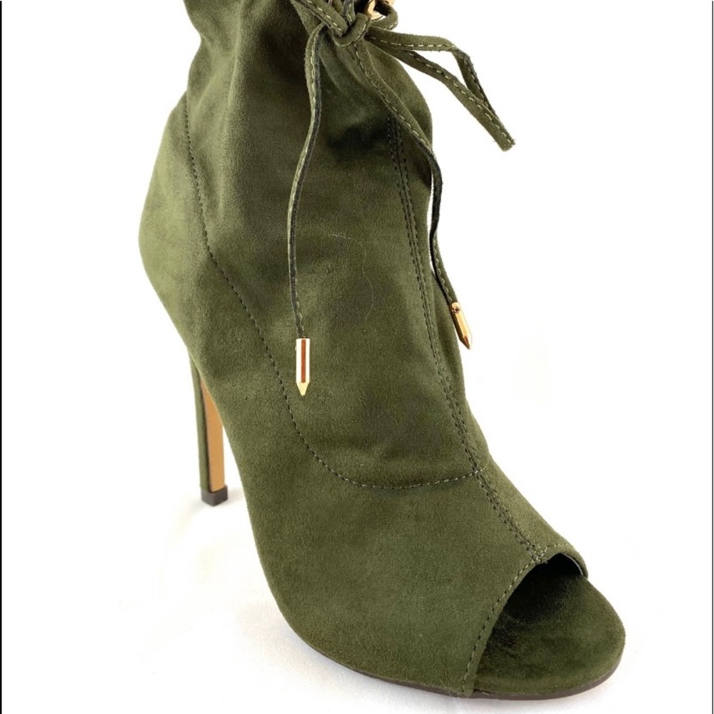 Olive Peep Toe Booties